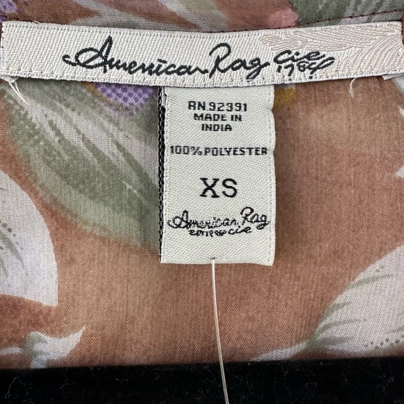 American Rag Blouse Sheer Floral Front Tie XS NWT - Picture 4 of 8